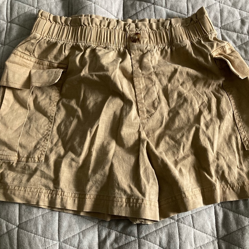 khaki shorts with pockets paper bag waist size 7 - Picture 1 of 3